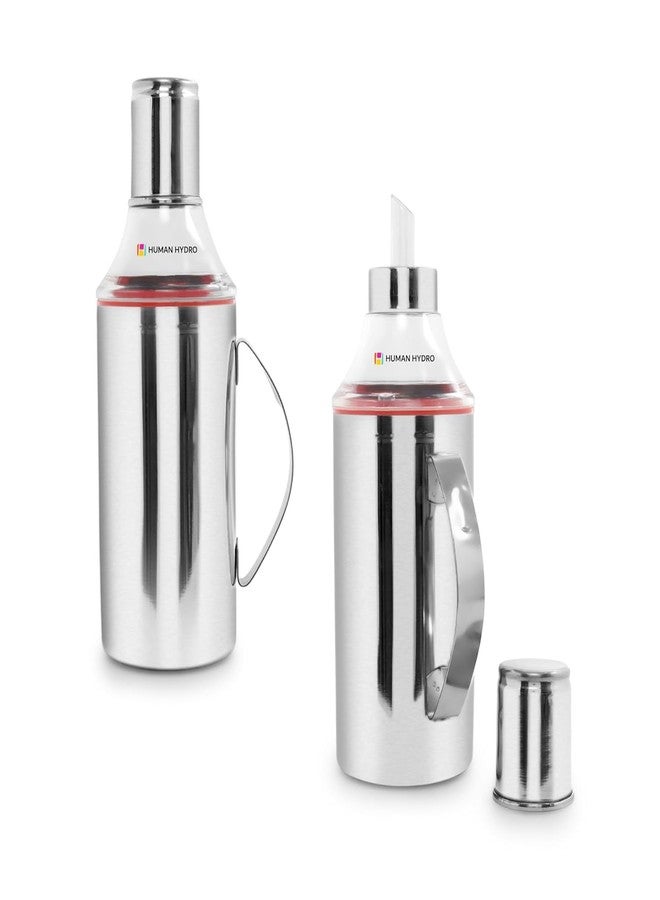 Human Hydro Stainless Steel Oil Dispenser 1L (Pack of 2) | Food-Grade SS, Drip-Free Spout, Leak-Proof Seal & Dust Cap | Controlled Pour Bottle for Oil, Vinegar & Dressing | Rust-Resistant, Easy Clean - Image 1